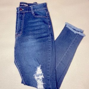 Fashion Nova High Rise Skinny Distressed Jean
